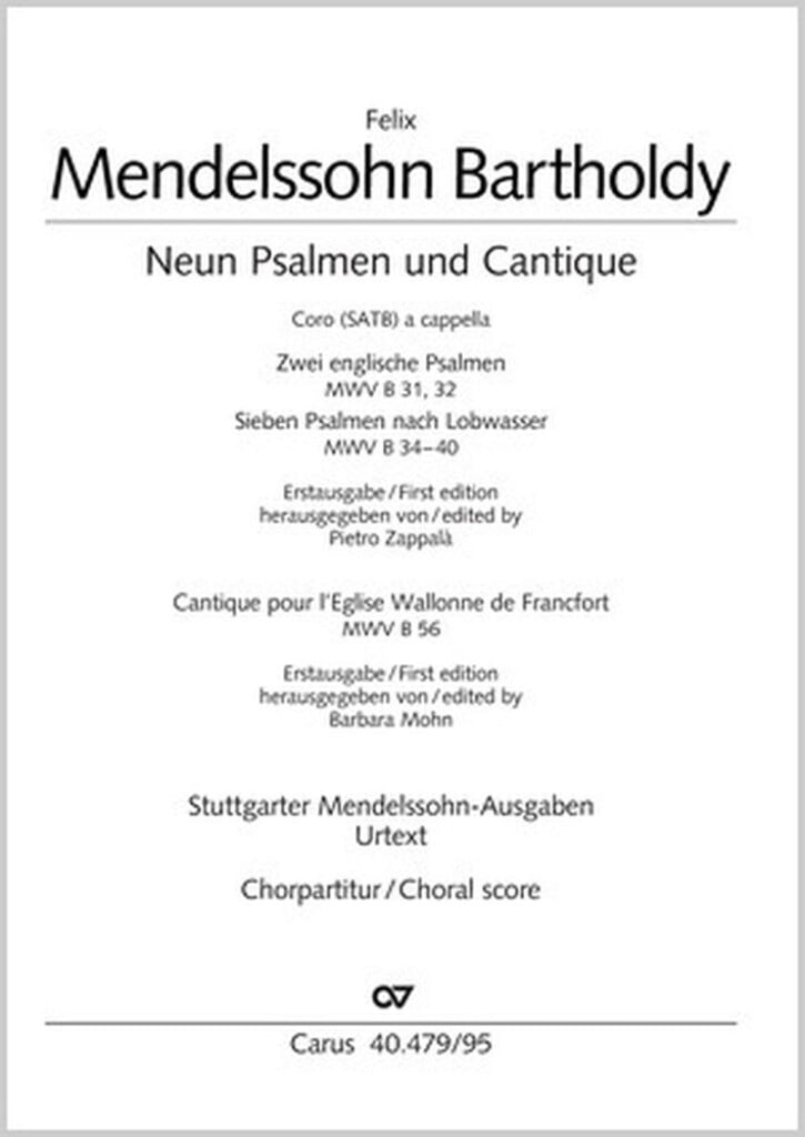 Mendelssohn: Neun Psalmen und das Cantique